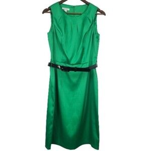 Dressbarn Emerald Green Sheath Womens Dress with Black Belt Size 12
